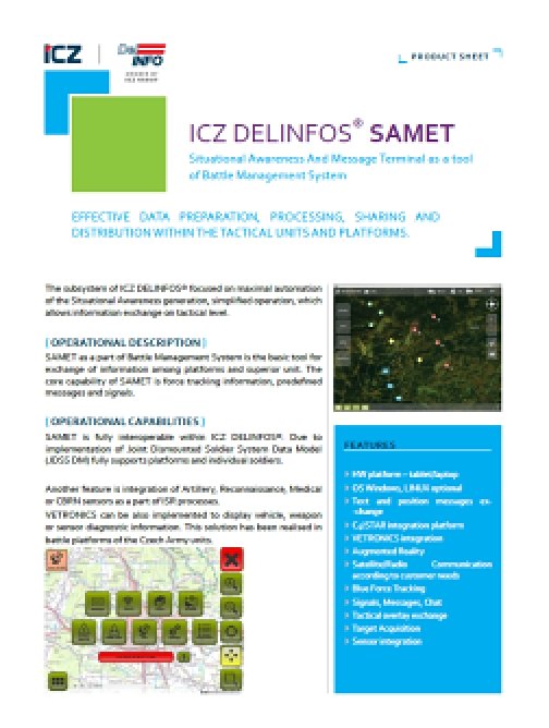 Bojový vozidlový informační systém SAMET – EN