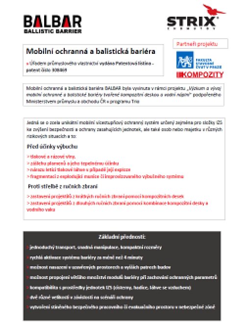 BALBAR Technická specifikace – CZ