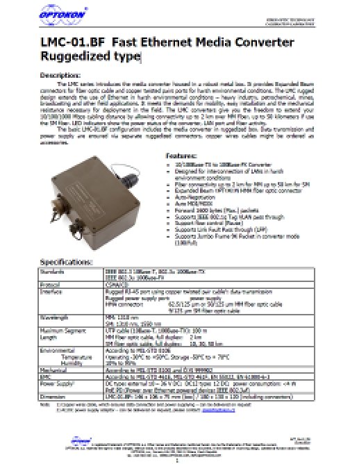 LMC-01.BF Fast Ethernet konvertor – EN