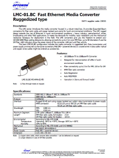 LMC-01.BC Fast Ethernet konvertor – EN