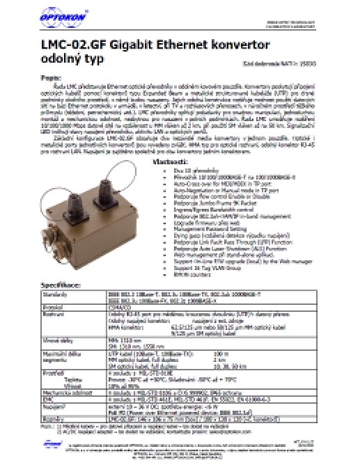 LMC-02.GF Gigabit Ethernet konvertor – CZ