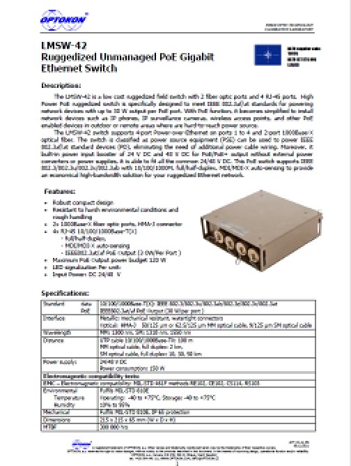 LMSW-42 Unmanaged PoE Gigabit Ethernet Switch – EN