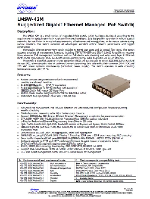 Gigabitový ethernetový řízený switch PoE LMSW-42M –…