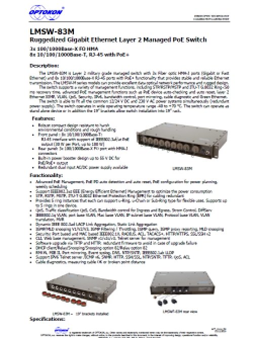 Gigabitový ethernetový switch LMSW-83M – EN