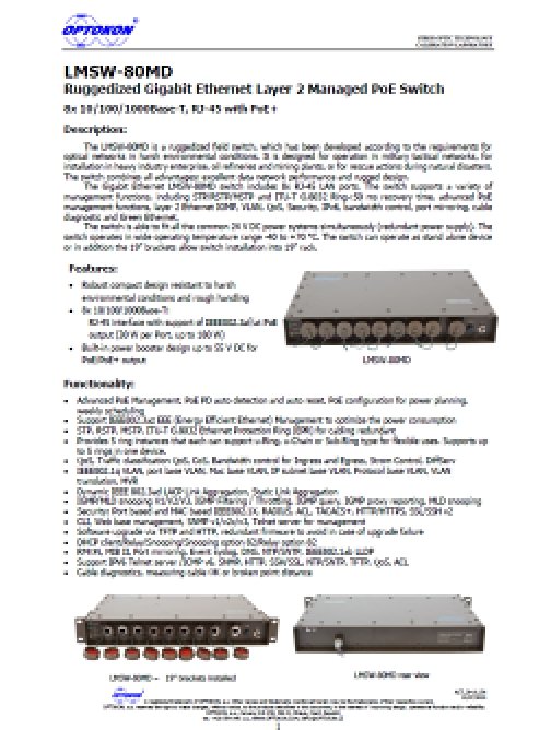 Gigabitový ethernetový switch LMSW-80MD – EN