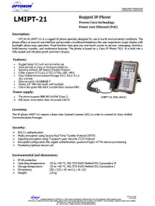 Odolný IP telefon LMIPT-21 – EN