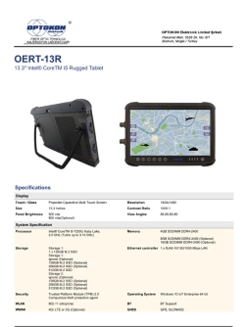 OERT-13R 13,3" Odolný tablet – EN