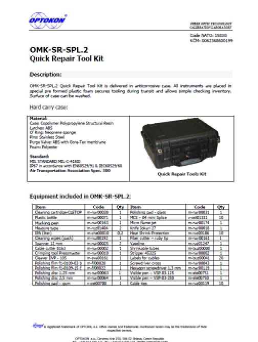 Sada nástrojů pro rychlé opravy MK-SR-SPL.2 – EN